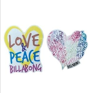 Bundle of 2 BILLABONG Love & Peace Surf Surfer Stickers